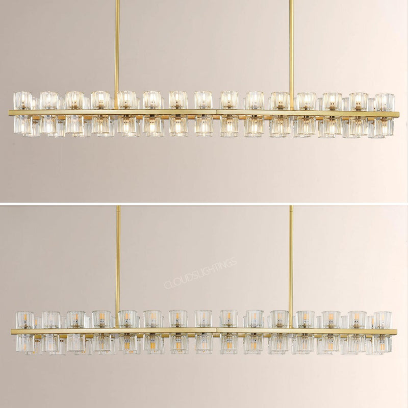 Wine-Glass Series Crystal Linear Chandelier 54"W