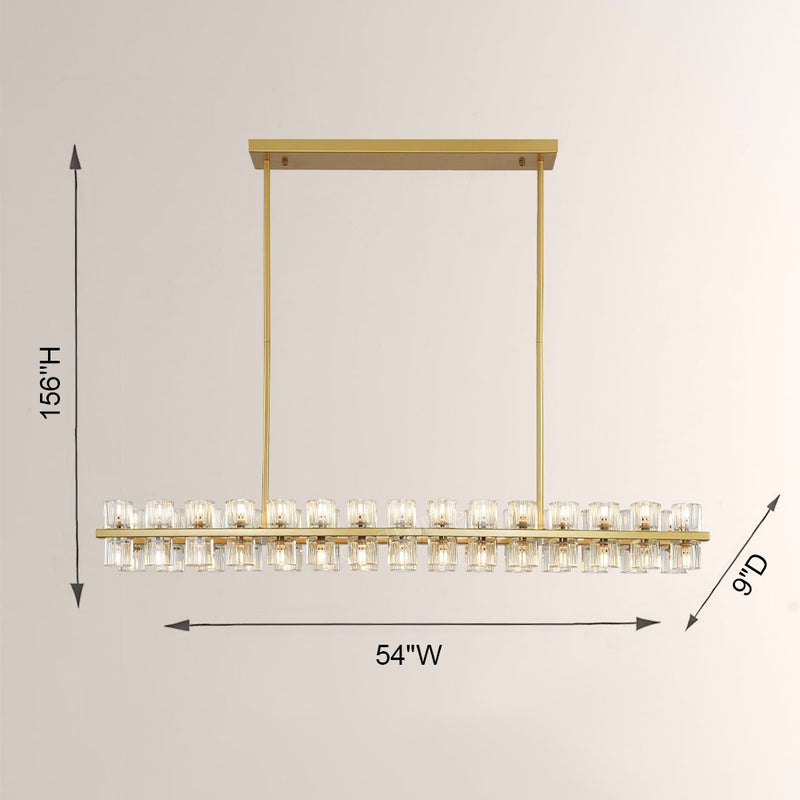 Wine-Glass Series Crystal Linear Chandelier 54"W