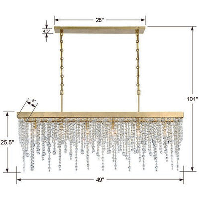 Winham 6 Lights Linear Chandelier 49"