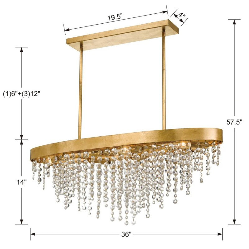 Winham 8 Lights Rectangular Chandelier 36"