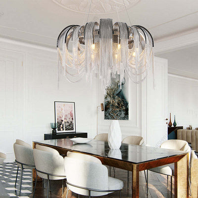 LizLuxury Aluminum Chain Tassel Chandelier