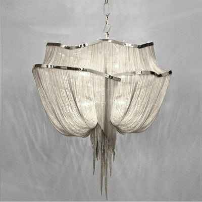 Liz Luxury Double-Layer Aluminum Chain Tassel Chandelier