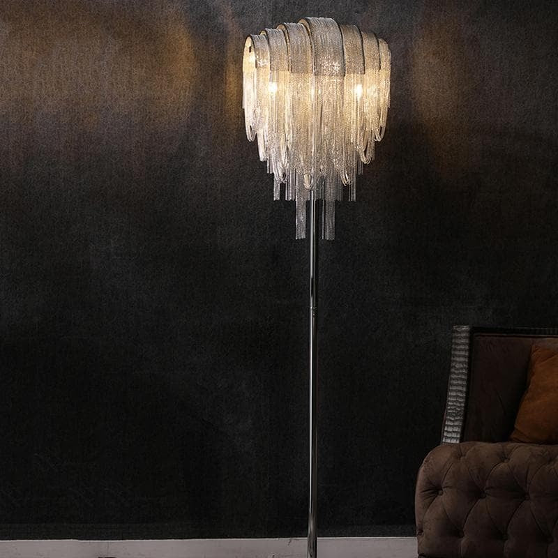 Liz Luxury Hardware Aluminum Chain Tassel Floor Lamp