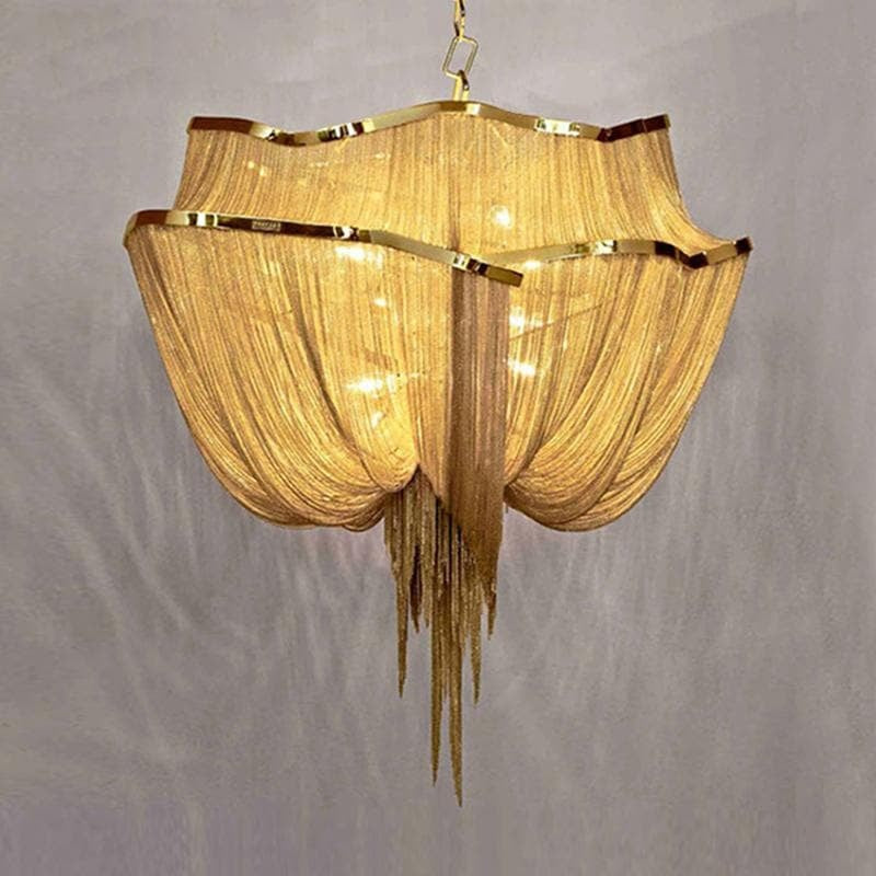 Liz Luxury Double-Layer Aluminum Chain Tassel Chandelier