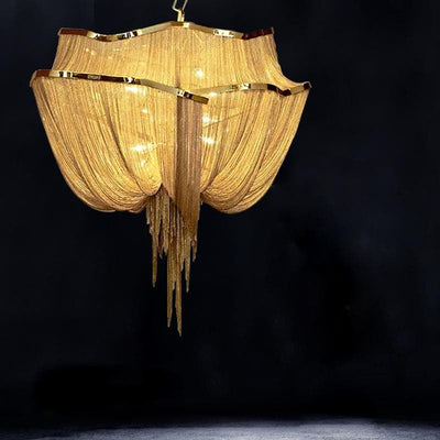 Liz Luxury Double-Layer Aluminum Chain Tassel Chandelier