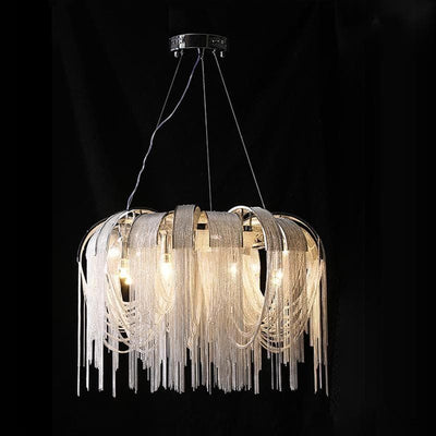 LizLuxury Aluminum Chain Tassel Chandelier