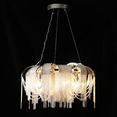 LizLuxury Aluminum Chain Tassel Chandelier