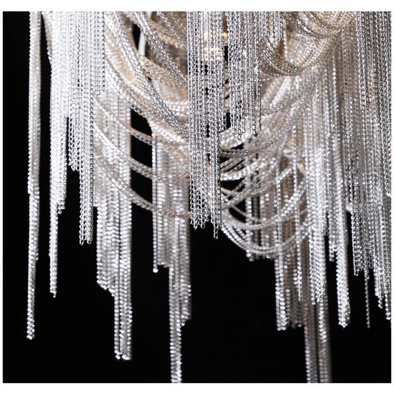 LizLuxury Aluminum Chain Tassel Chandelier