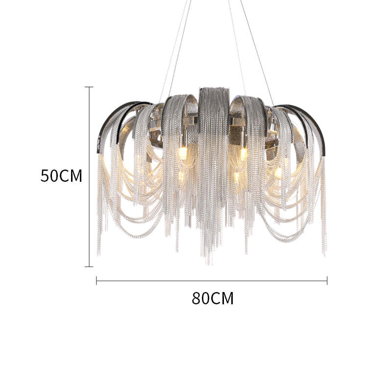 LizLuxury Aluminum Chain Tassel Chandelier