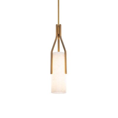 Alabaster  Cylindric  LED Pendant  Light 22"