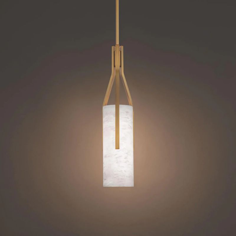 Alabaster  Cylindric  LED Pendant  Light 22"