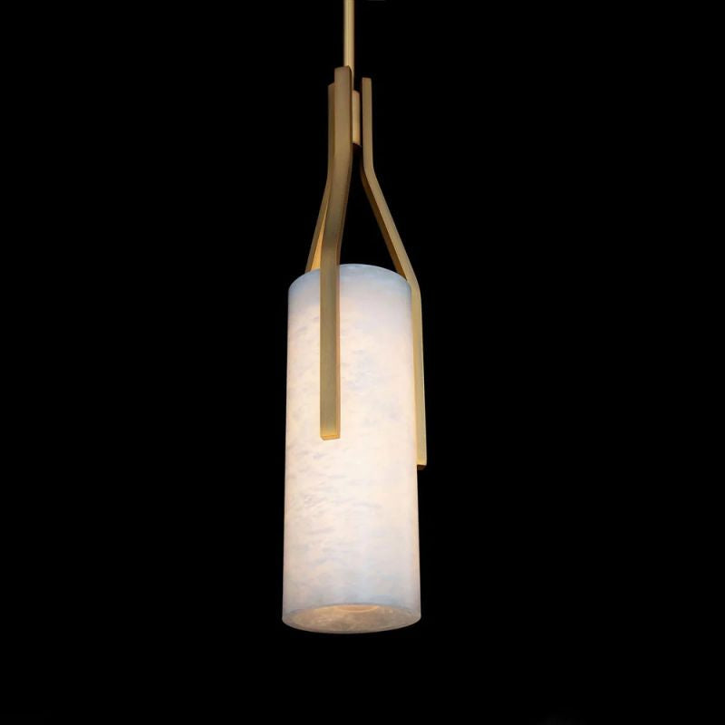 Alabaster  Cylindric  LED Pendant  Light 22"