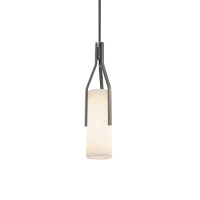 Alabaster  Cylindric  LED Pendant  Light 22"