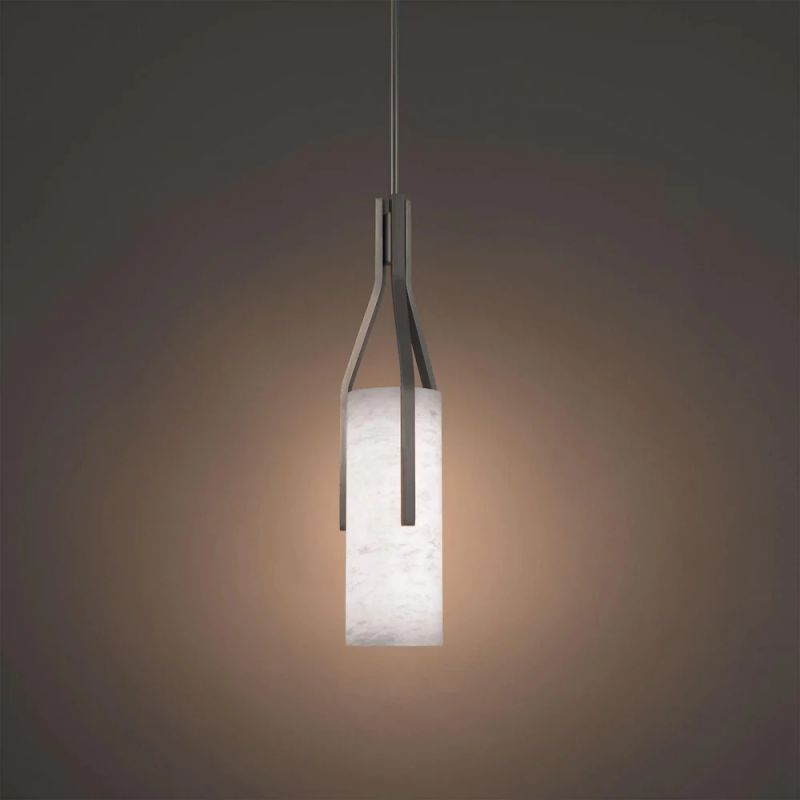 Alabaster  Cylindric  LED Pendant  Light 22"