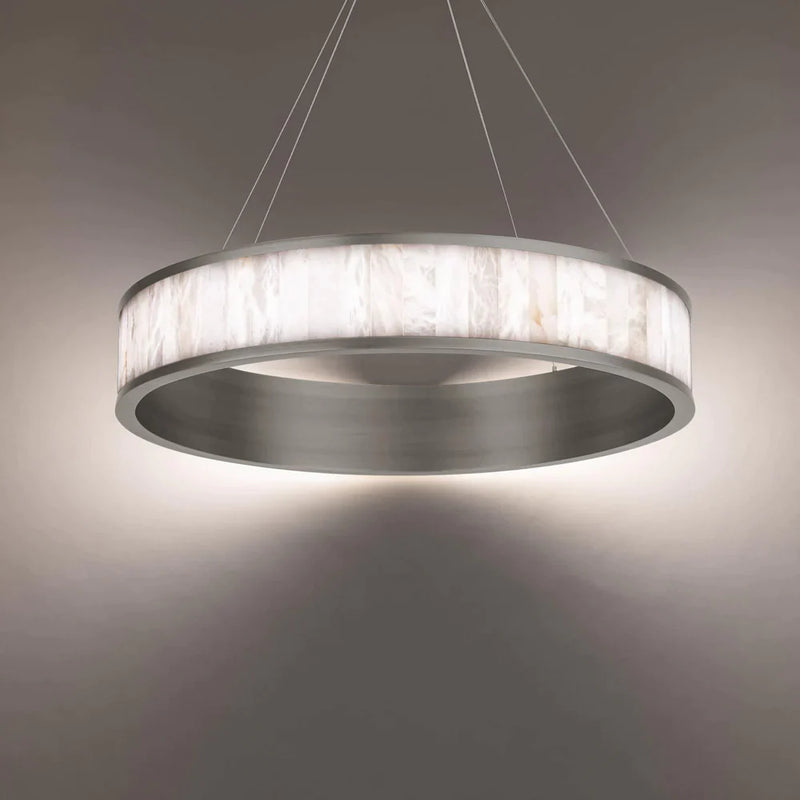 Alabaster Round Ring  LED Chandelier  28"