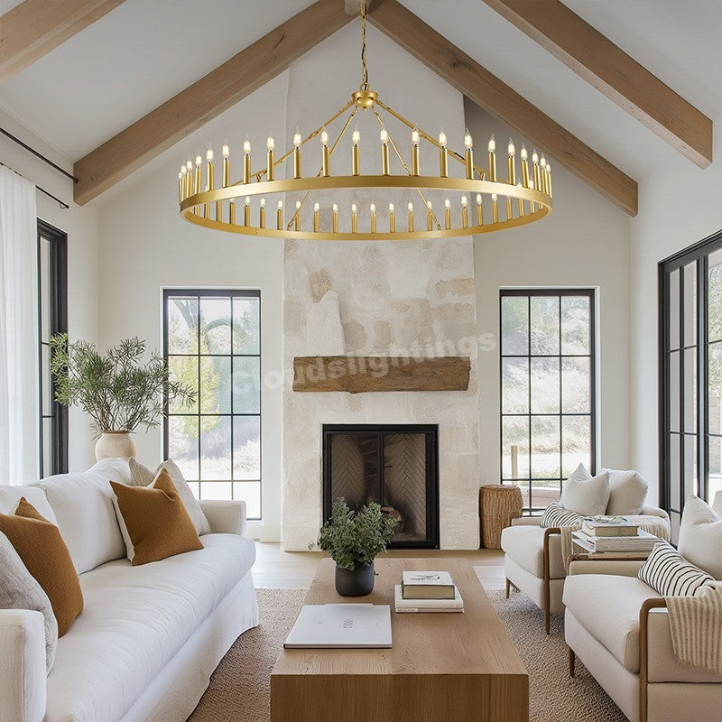 Modern Candle Round Chandelier 70"