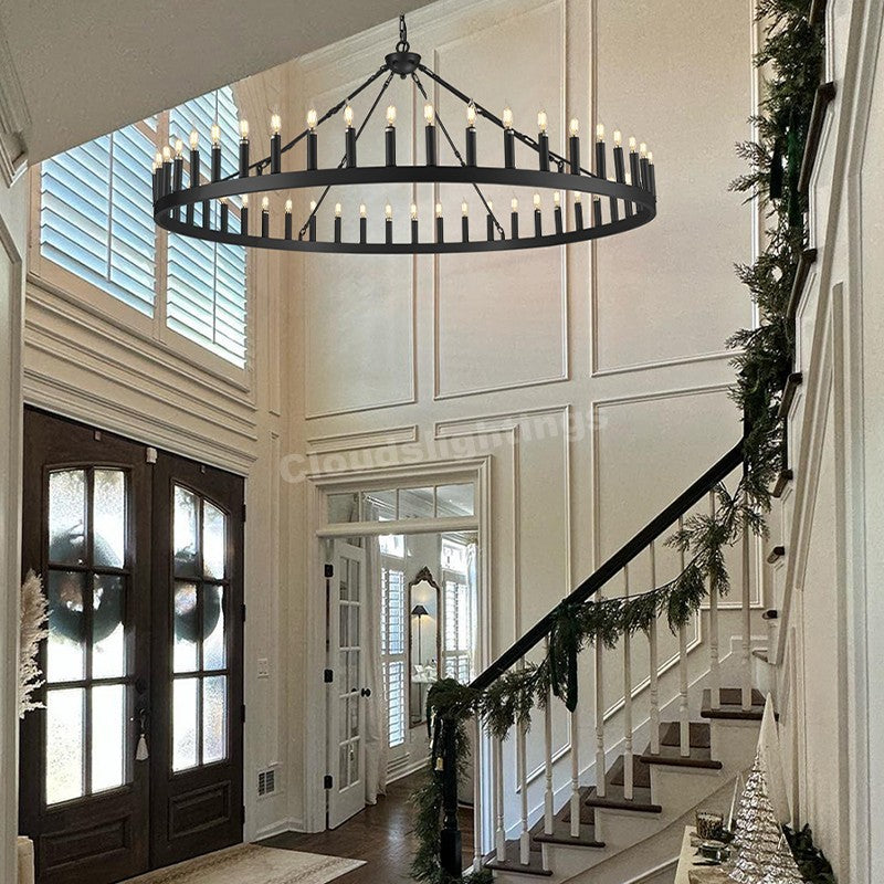 Modern Candle Round Chandelier 70"