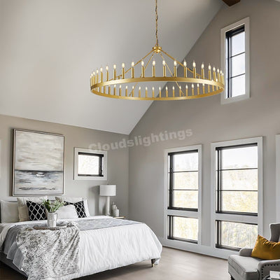 Modern Candle Round Chandelier 70"