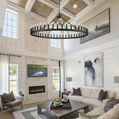 Modern Candle Round Chandelier 70"
