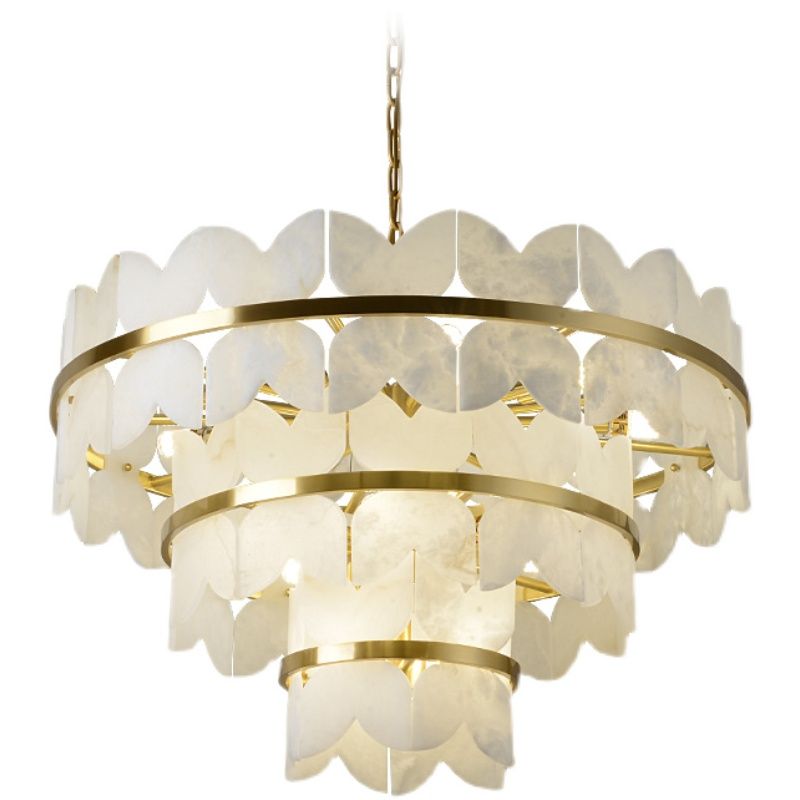 Alabaster Multi-Layer Butterfly Round Chandelier