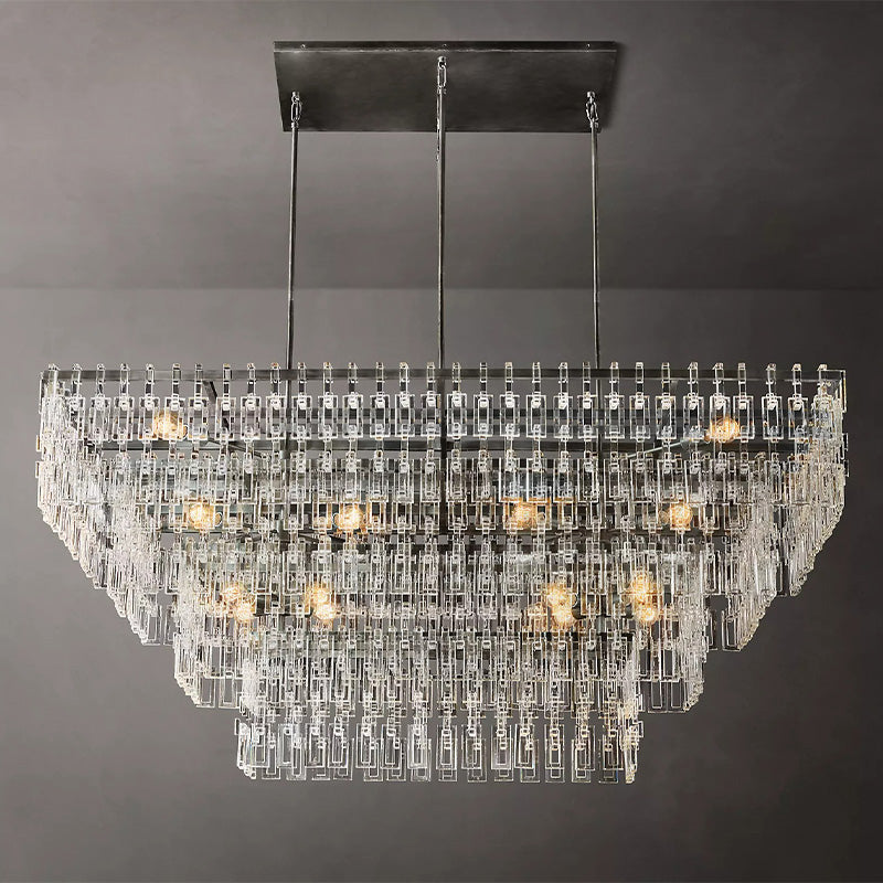 Mia 4 Tier Crystal Rectangular Chandelier 72"