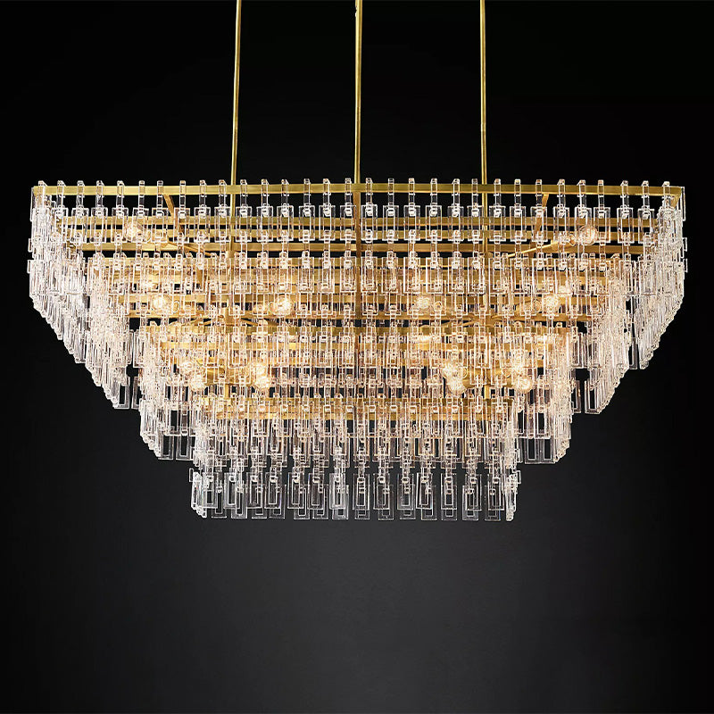 Mia 4 Tier Crystal Rectangular Chandelier 72"