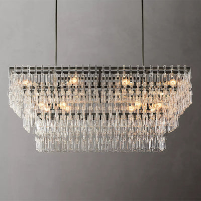 Mia 3 Tier Crystal Rectangular Chandelier 60"