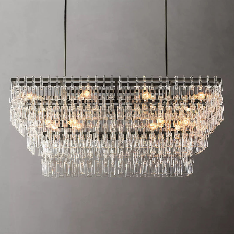 Mia 3 Tier Crystal Rectangular Chandelier 60"