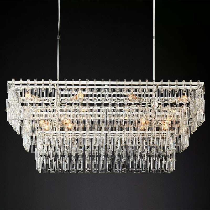 Mia 3 Tier Crystal Rectangular Chandelier 60"