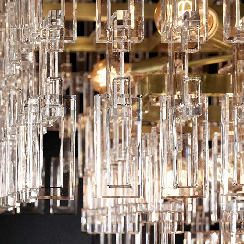 Mia 3 Tier Crystal Rectangular Chandelier 60"