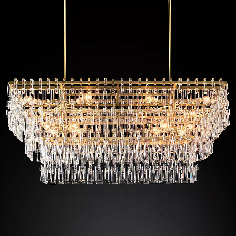 Mia 3 Tier Crystal Rectangular Chandelier 60"