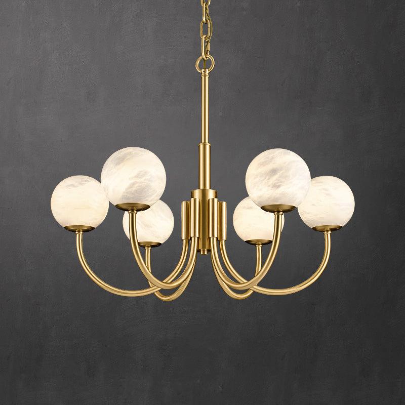 Alabaster  Brass Art Chandelier