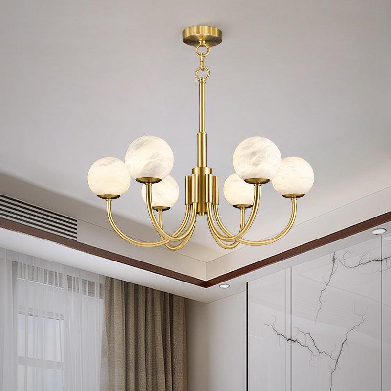 Alabaster  Brass Art Chandelier