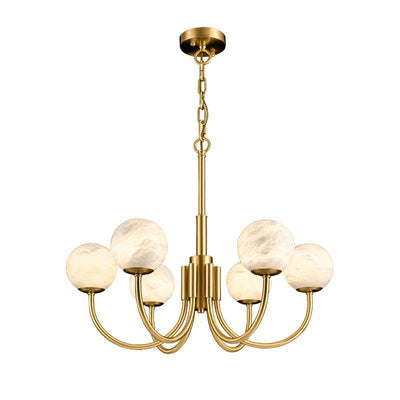 Alabaster  Brass Art Chandelier