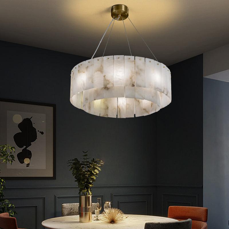 Alabaster Modern 2 tier Round Art Chandelier