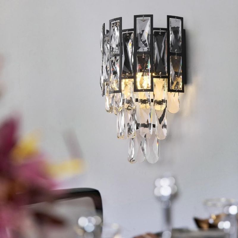 Black Clear Crystal Wall Sconce