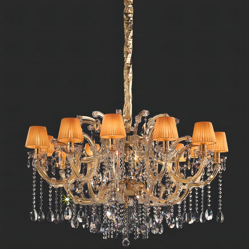 Antique Maria Theresa 12 Light Crystal Glass Chandelier