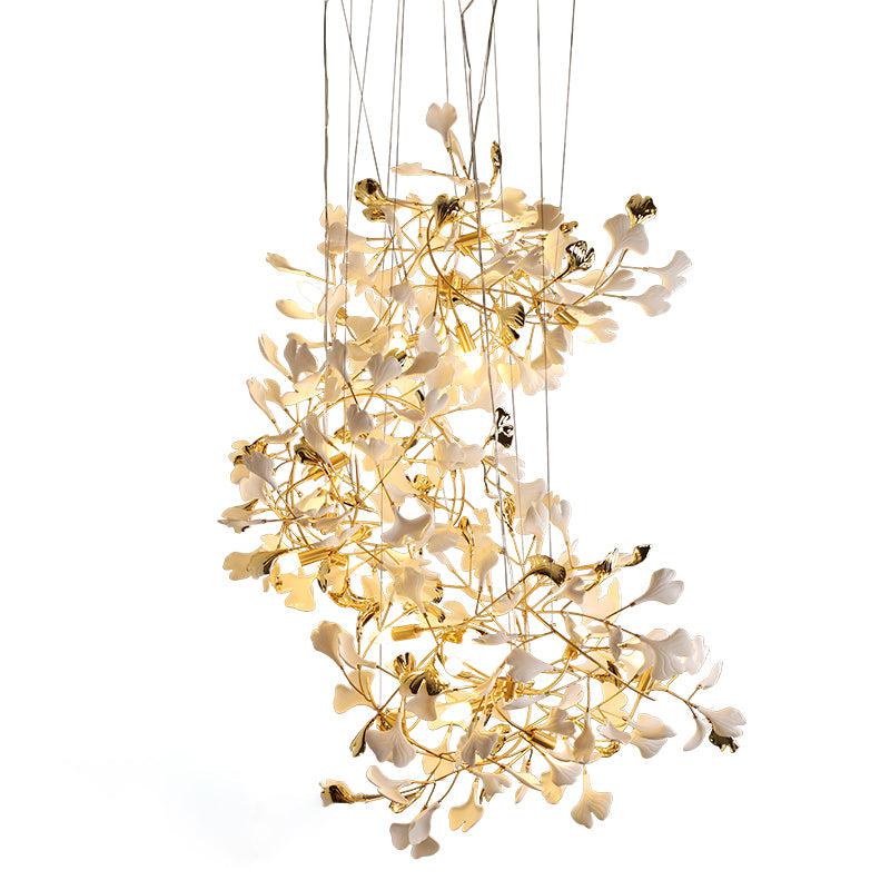 Ginkgo Ceramic  Staircase  Long Branch Chandelier