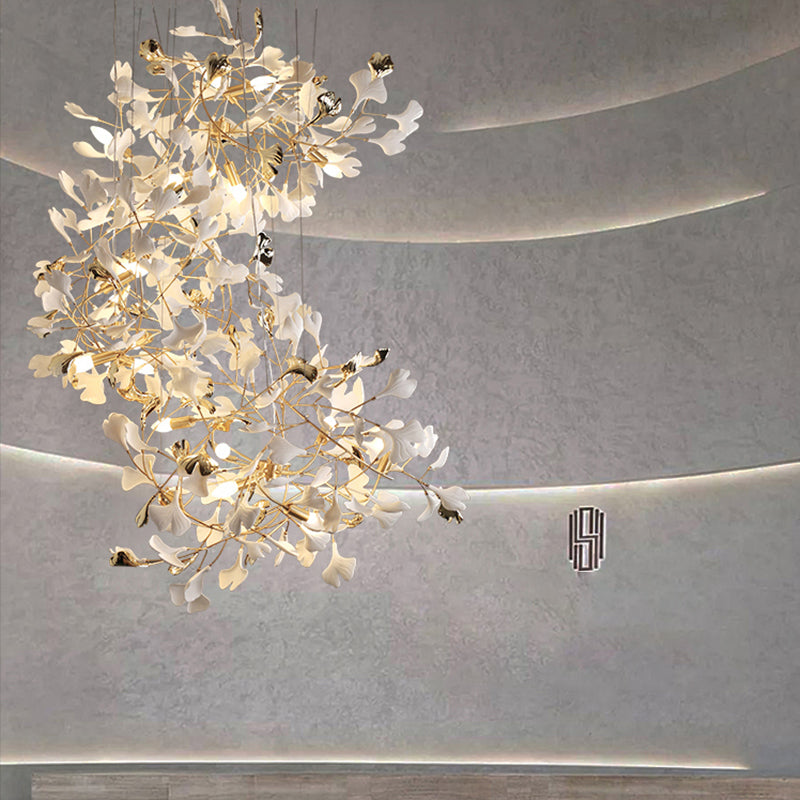 Ginkgo Ceramic  Staircase  Long Branch Chandelier