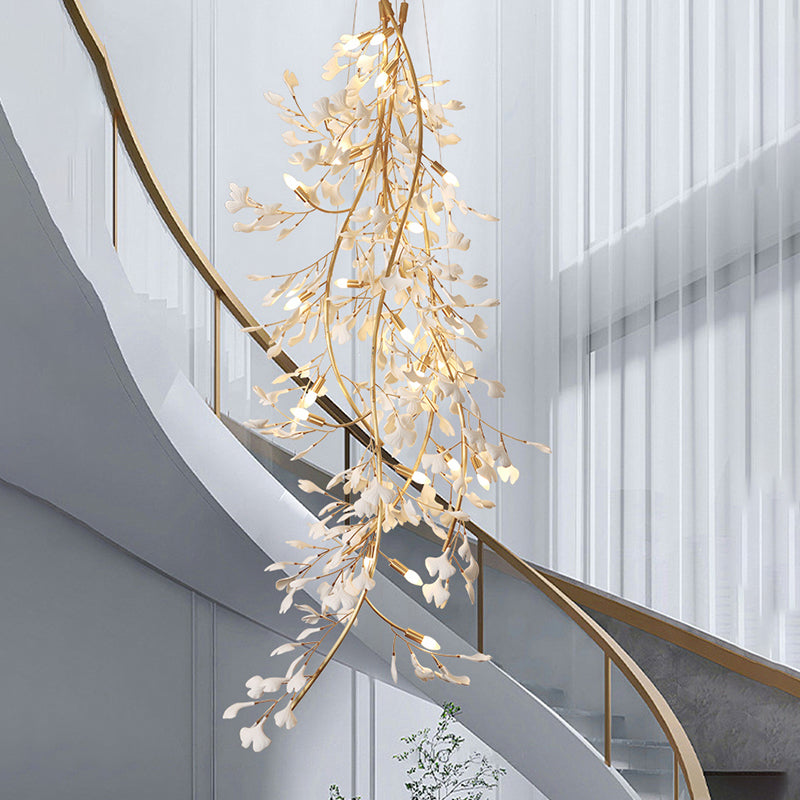 Ginkgo Ceramic  Staircase  Long Branch Chandelier