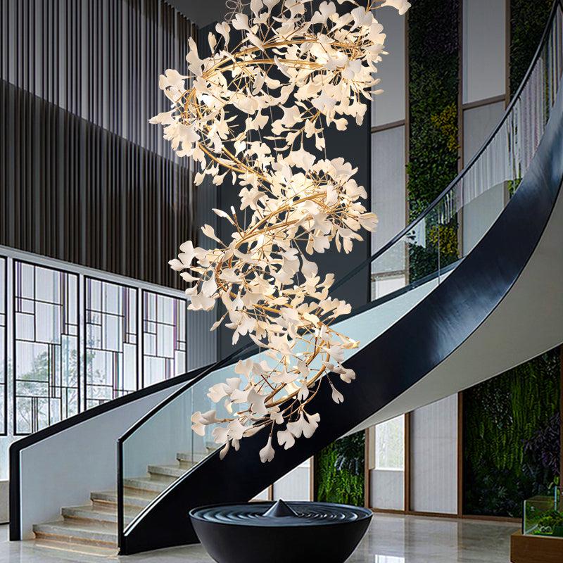 Ginkgo Ceramic  Staircase  Long Branch Chandelier