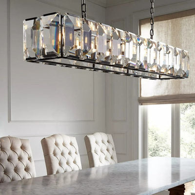 Hewson Multicurve Crystal Rectangular Chandelier 62"