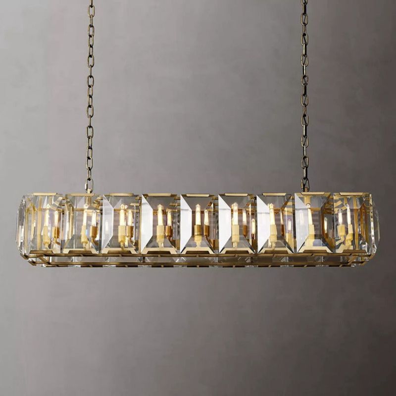 Hewson Multicurve Crystal Rectangular Chandelier 62"