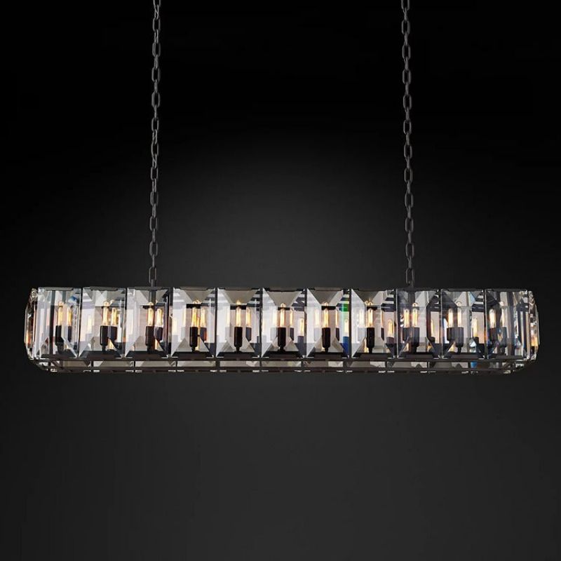 Hewson Multicurve Crystal Rectangular Chandelier 74“