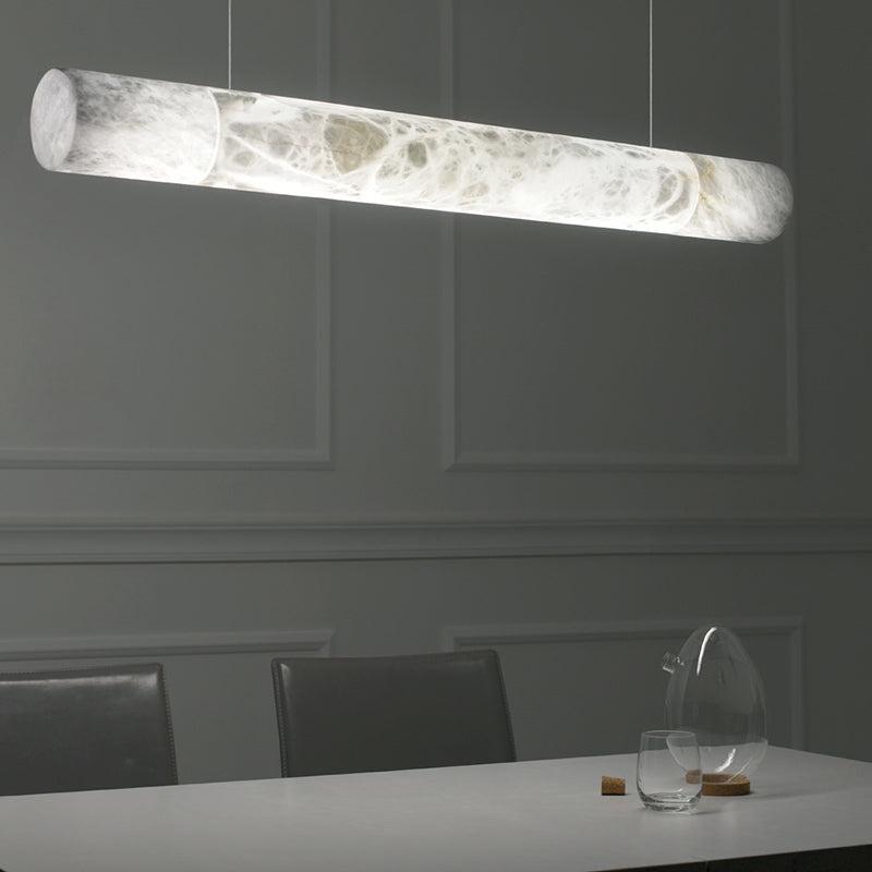 Alabaster Cylindrical Linear Chandelier