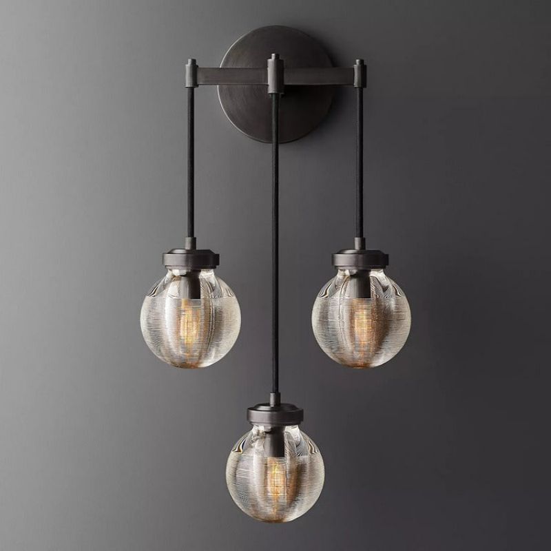 Fantasy Pearl Glass Ball Three-Head Wall Sconce