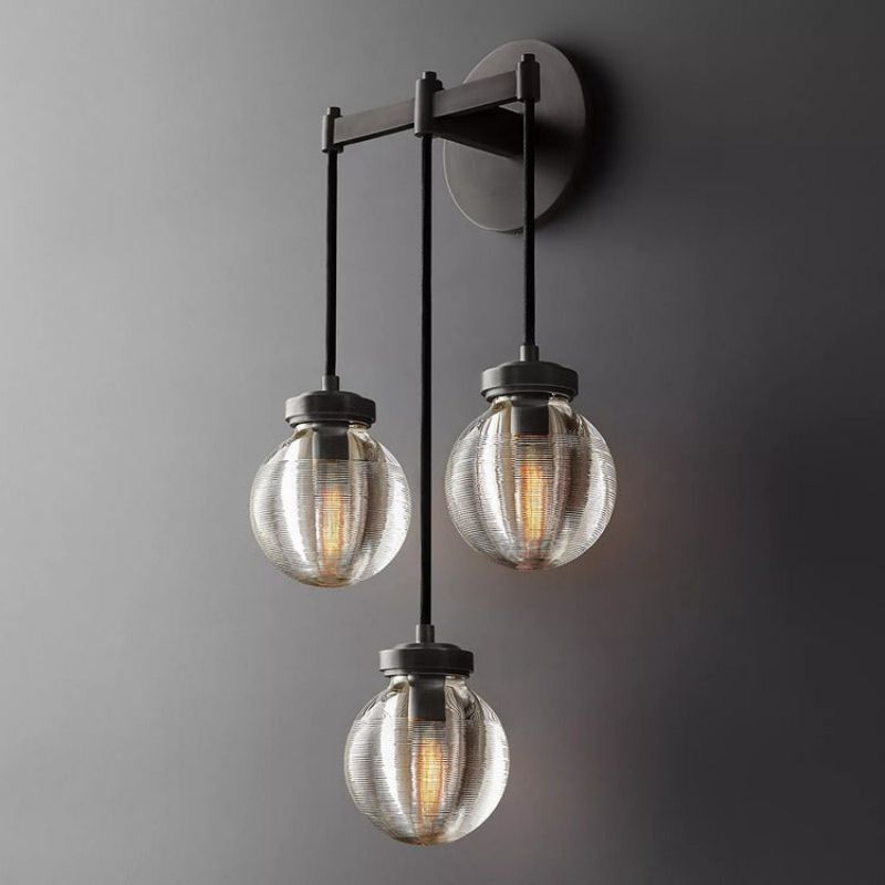Fantasy Pearl Glass Ball Three-Head Wall Sconce