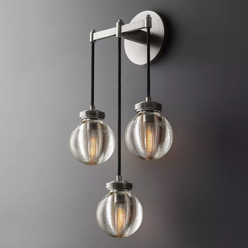 Fantasy Pearl Glass Ball Three-Head Wall Sconce