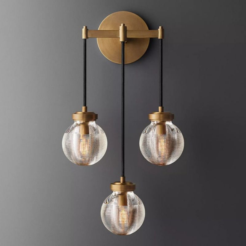 Fantasy Pearl Glass Ball Three-Head Wall Sconce