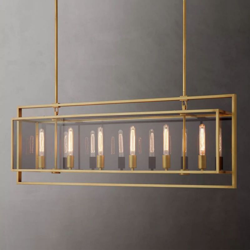 Vera Glass Rectangular Chandelier 54"